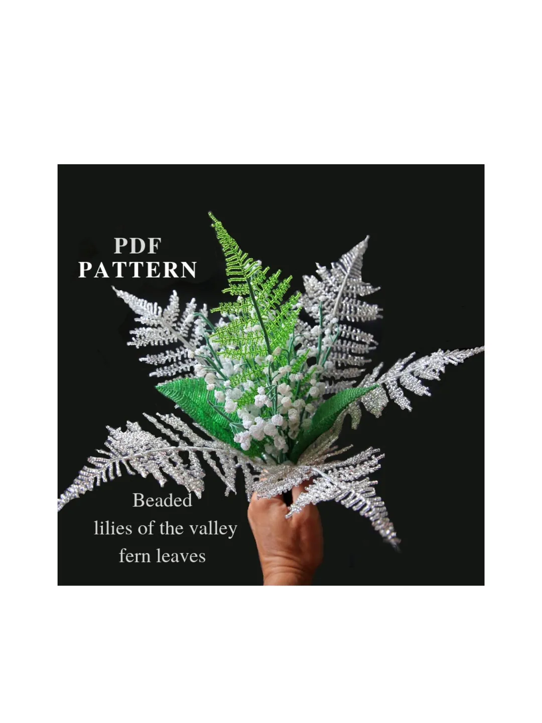 Beaded Lilies of the valley and Fern | Beaded Flowers pattern | Seed bead patterns | Beadwork pattern
