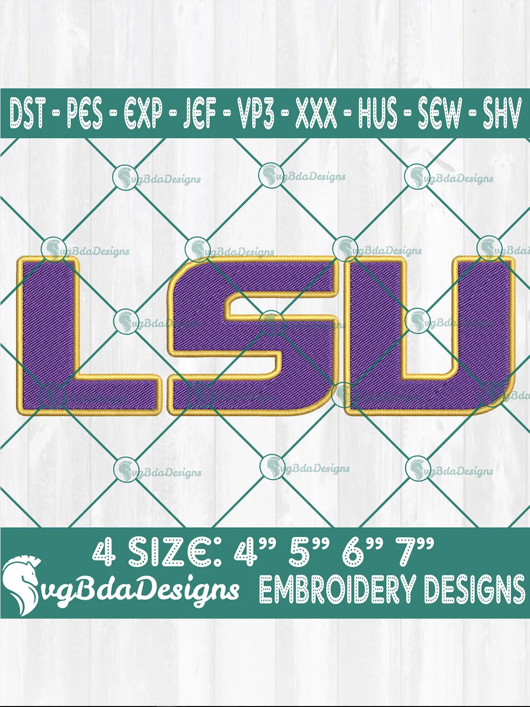 LSU Tigers Logo Embroidery Designs | NCAA Football Embroidery Files