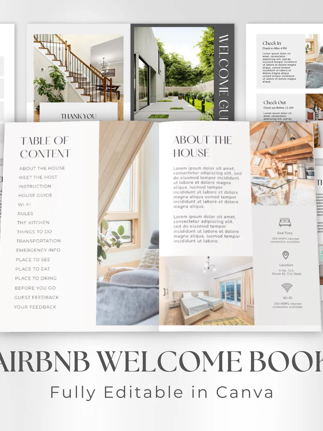 Airbnb Welcome Book Template, Editable Canva Guest Guide (Digital Download)