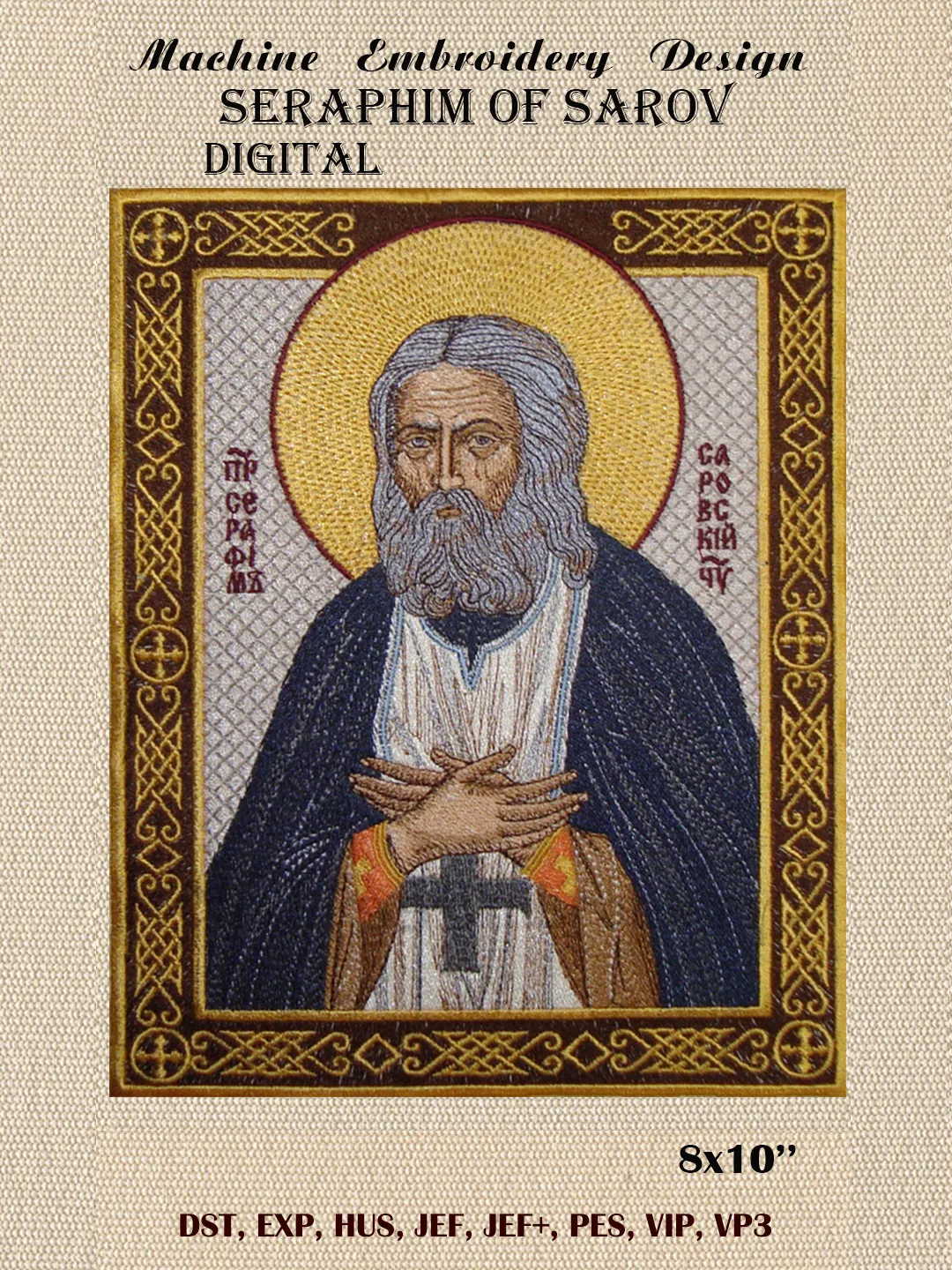 Seraphim of Sarov embroidery design