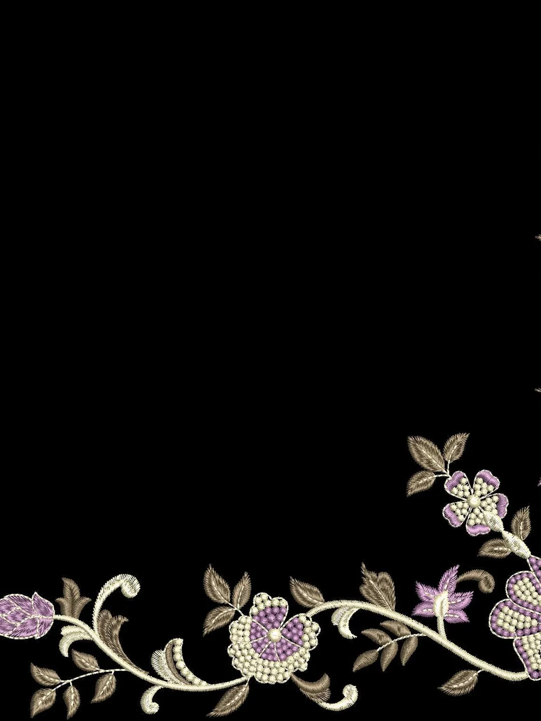 floral side corner border embroidery file for shirts, abaya, sweeter, jackets etc instent download.