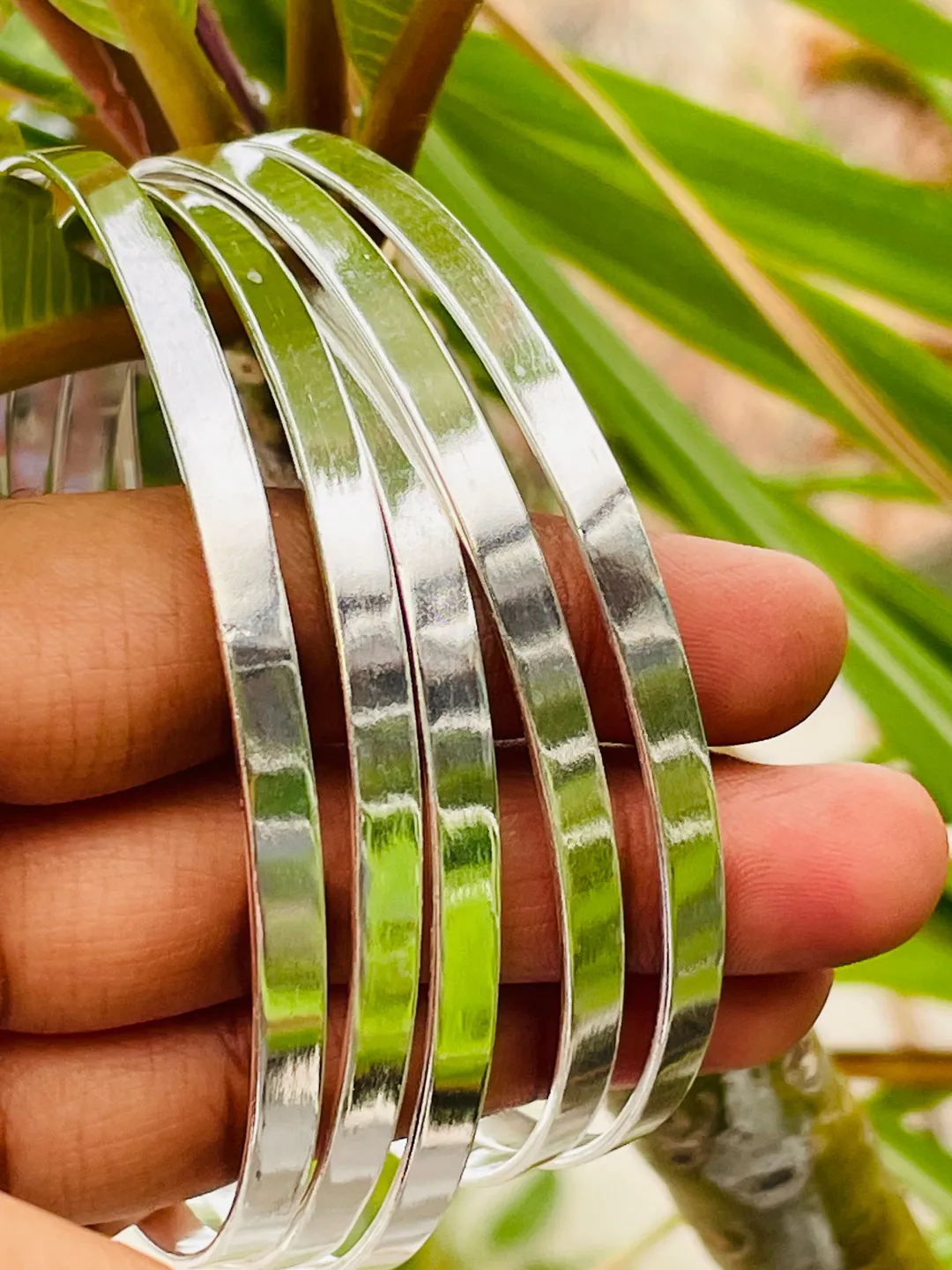 Stacking Bangles Sterling Silver Stacking Bangles - Set of 5, Boho Style