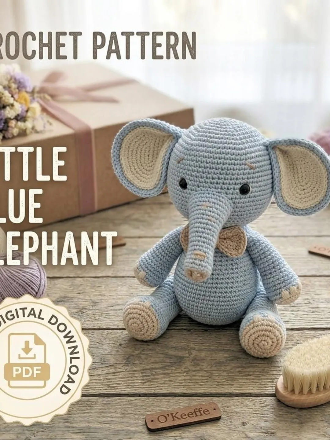 Crochet Elephant Pattern - Amigurumi Little Blue Elephant PDF Tutorial ...