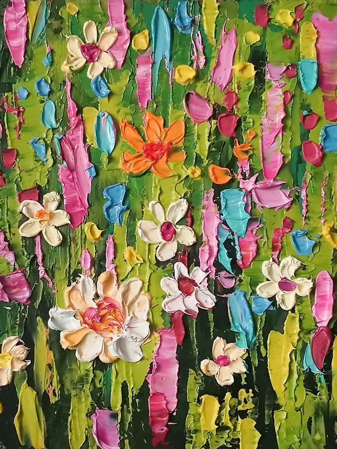 Wildflower Painting Original Art Impasto Oil Painting Flower Artwork by Verafe