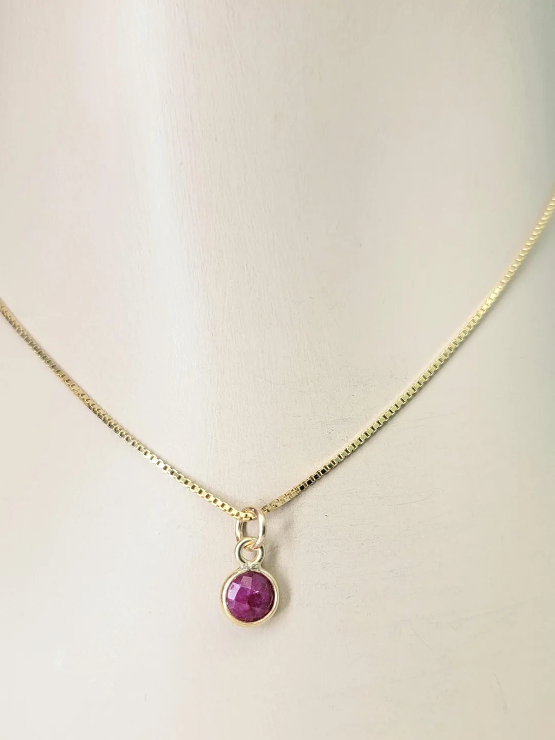 Gold Small Stone Pendant, Dainty Minimalist Inexpensive Everyday Necklace, Birthstone Gift