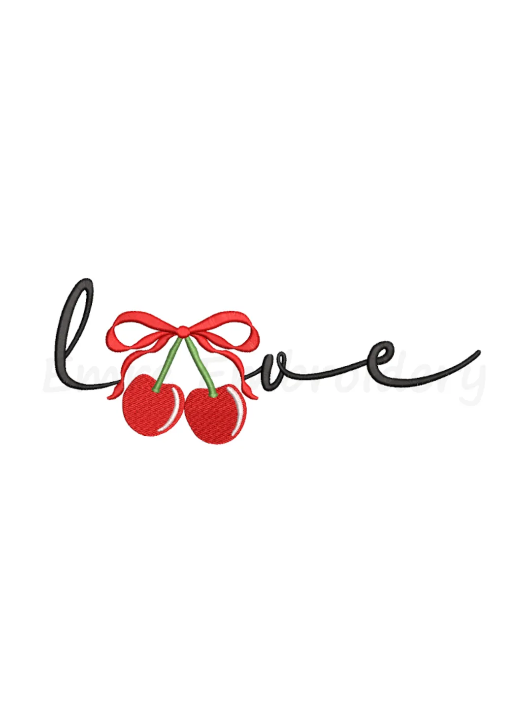 Love Coquette Cherry Embroidery Design, Machine Embroidery Design, 6 Sizes, Instant Download