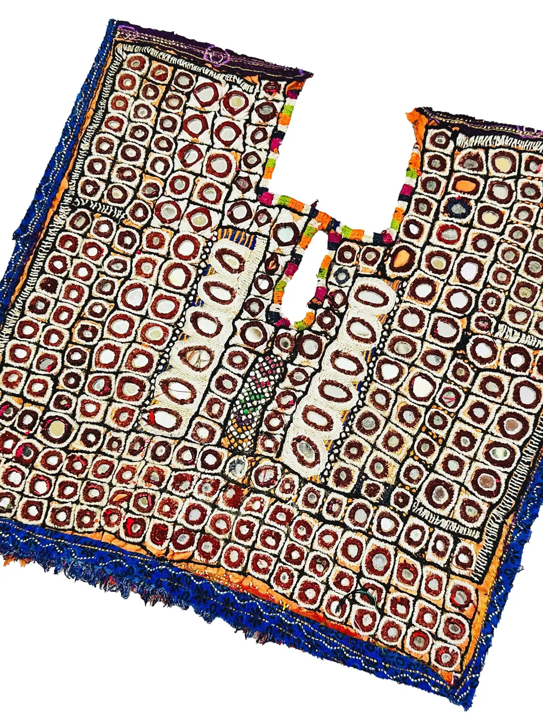 Fully Mirror Work Kutchi Banjara Afghani Handmade Embroidered Yoke Patch For Boho Hippie Dresses And Crafts.