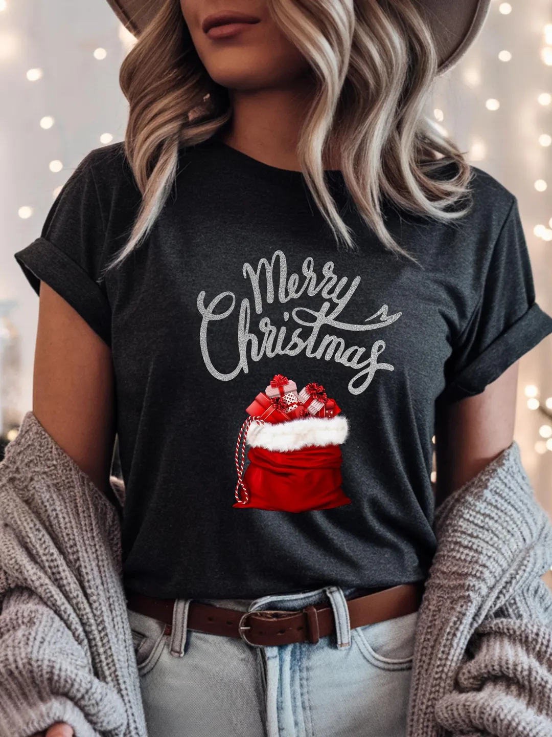 Merry Christmas Gift Box T-Shirt, Holiday Tee