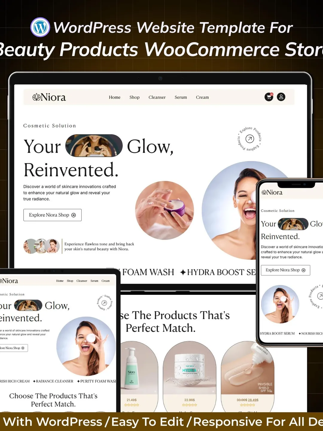 Beauty Store WordPress Elementor Template Kit | Skincare, Cosmetics & WooCommerce Website Template