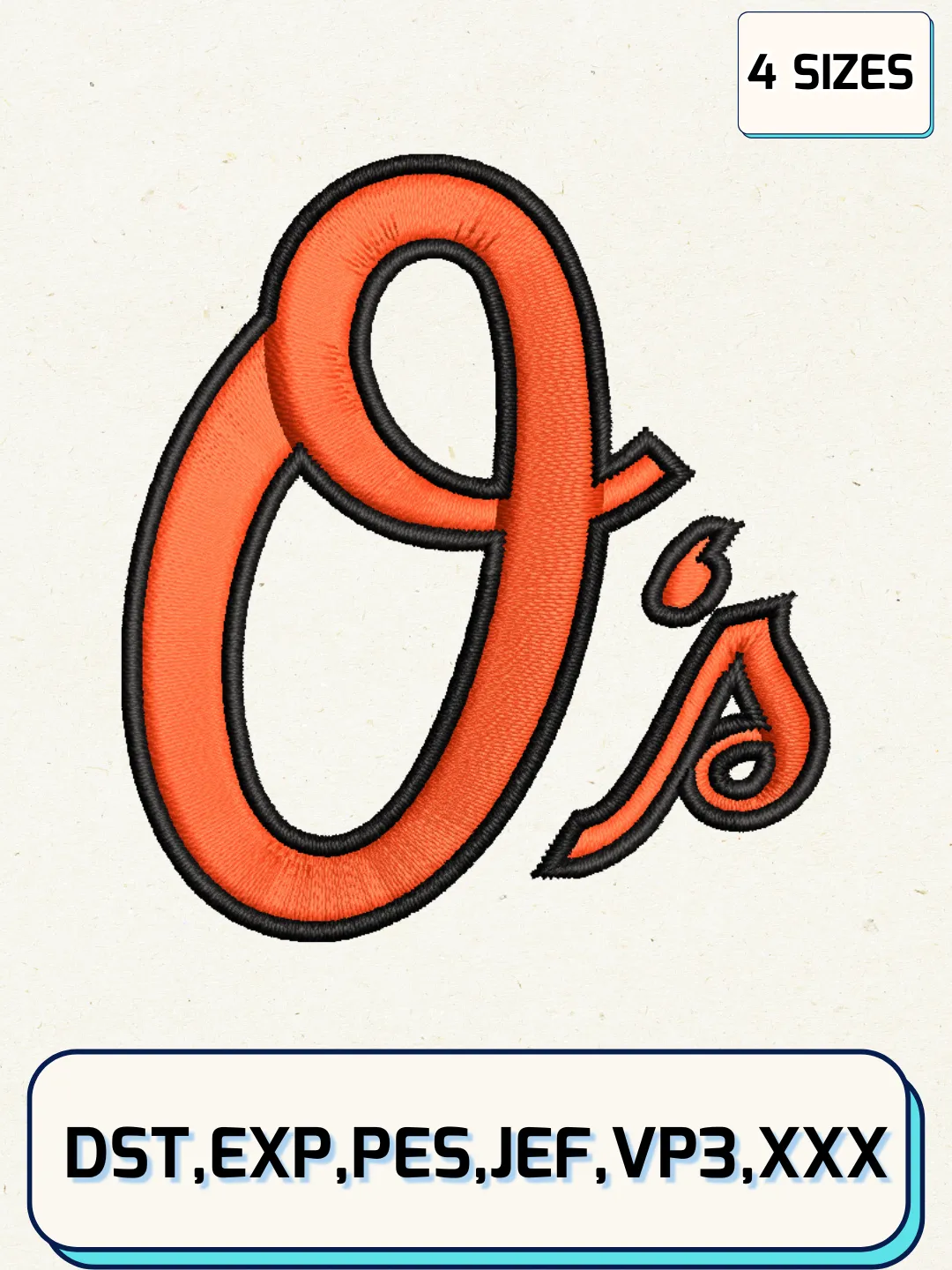 Baltimore Orioles Alternate Logos Embroidery Design Files, MLB Logos Embroidery Designs, Machine Embroidery Files, 4 Sizes