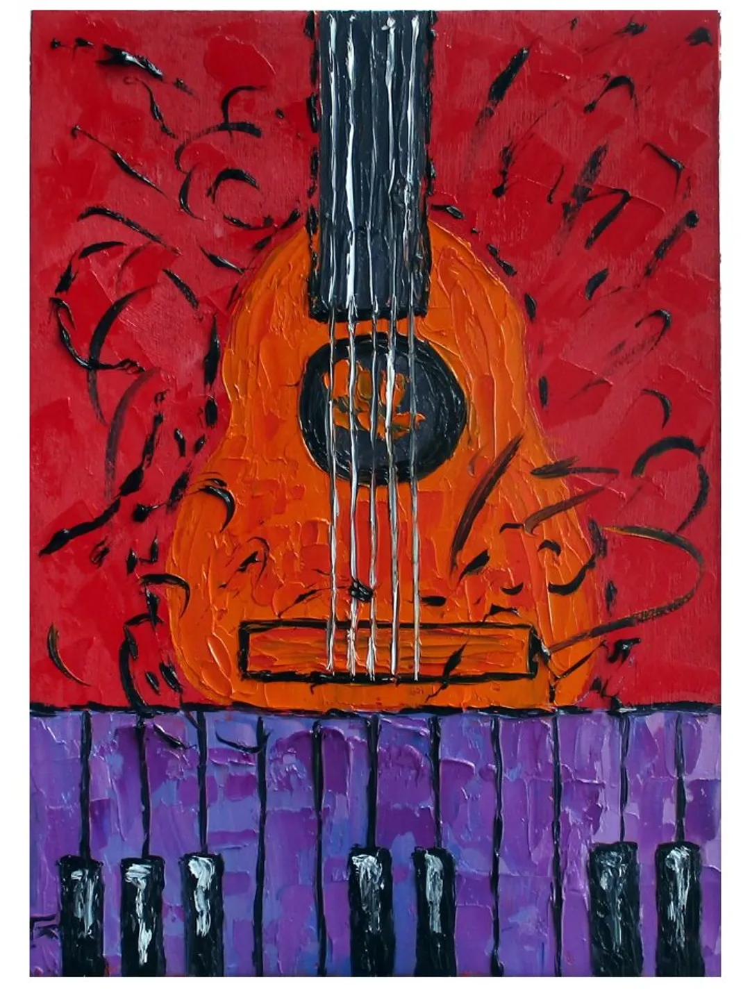 Guitar Painting New Orleans Original Art, Music Jazz Artwork, Rock