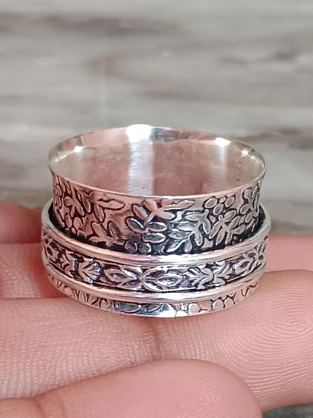 Spinner Fidget Ring-925 Sterling Silver Band Jewelry