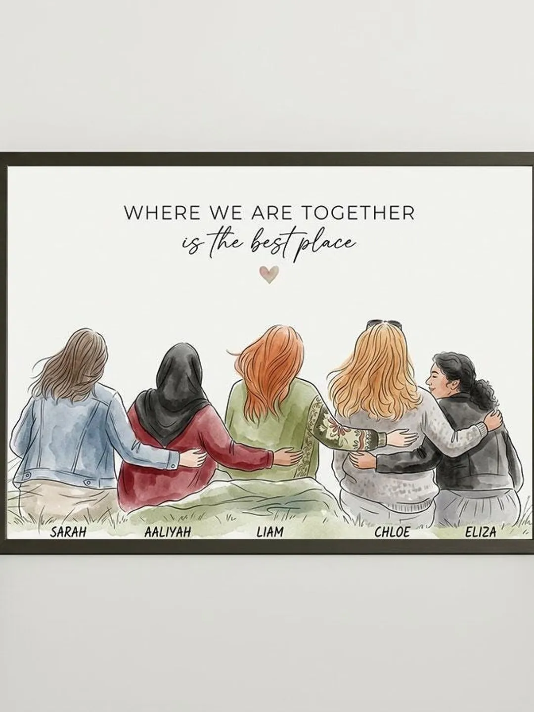 Custom Family Portrait from Photo, Personalized Gift for Mom Birthday, Outdoor Picnic Art, Sentimental Mother's Day Gift Daughter Son