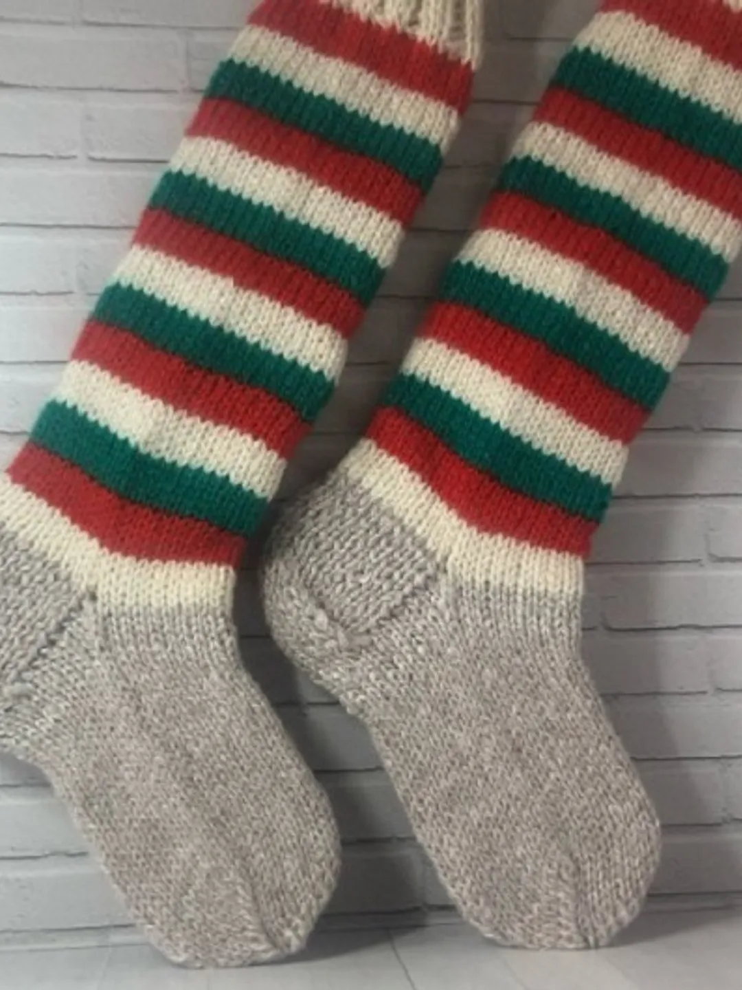 Warming Knee Socks Knitted Handmade