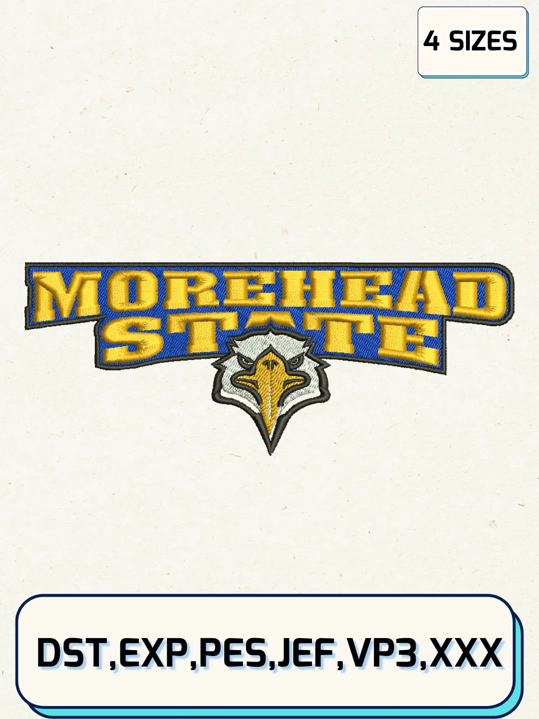Morehead State Eagles Logos Embroidery Design Files, NCAA Logos Embroidery Designs, Machine Embroidery Files, 4 Sizes