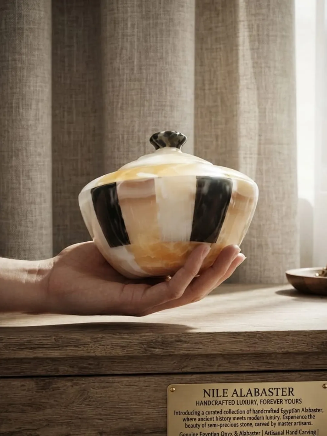 Exquisite Handcrafted Onyx & Alabaster Jar - Rarest in the World"🏛️✨★★★ 🏛️✨