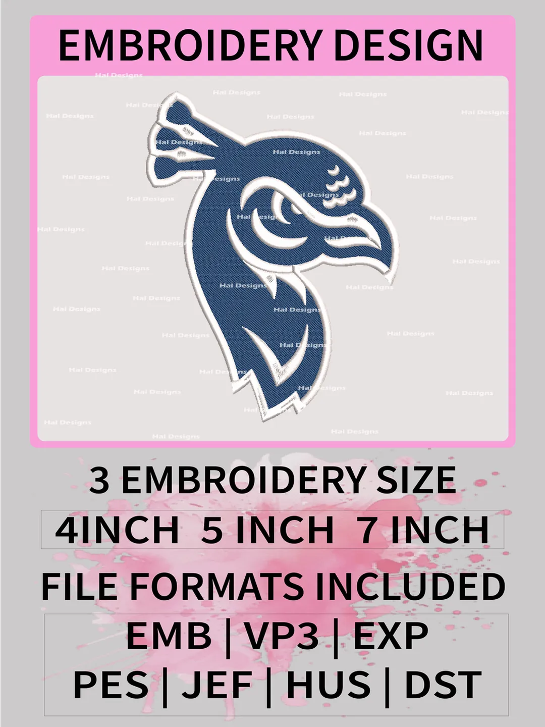 NCAA Saint Peter's Peacocks Embroidery File, 3 Sizes, 6 Formats, NCAA Machine Embroidery Design, NCAA Logo, NCAA Teams