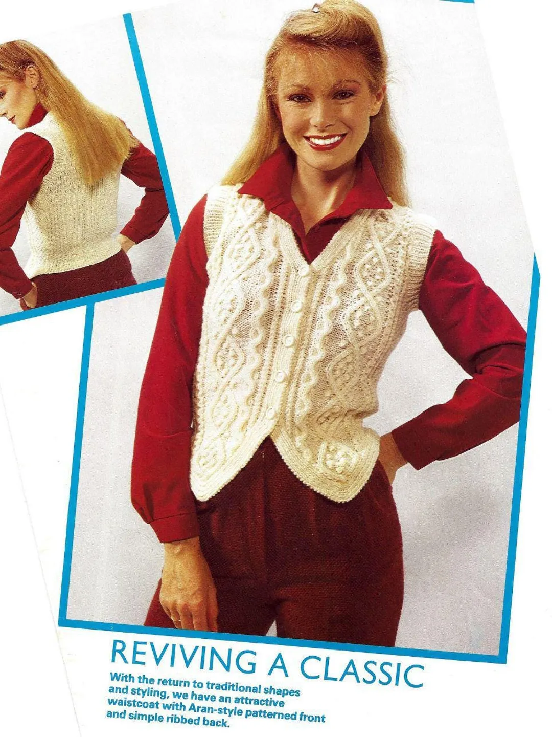 Waistcoat pattern, waistcoat knitting pattern, women ladies waistcoat, cable aran waistcoat vest knitting pattern pdf
