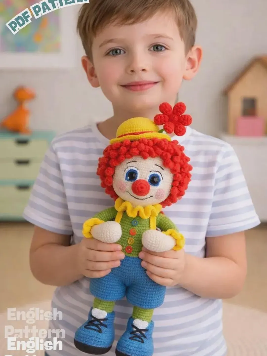 Clown Amigurumi Crochet Pattern, Handmade Toy PDF (English)