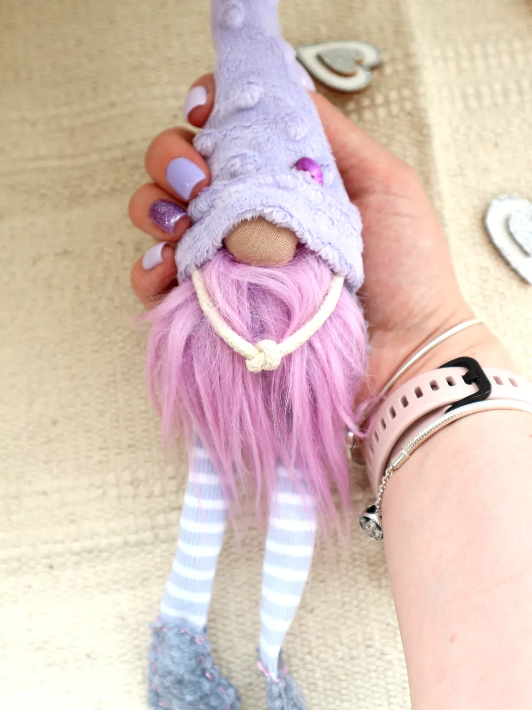 Lavender plush Gnome keychain