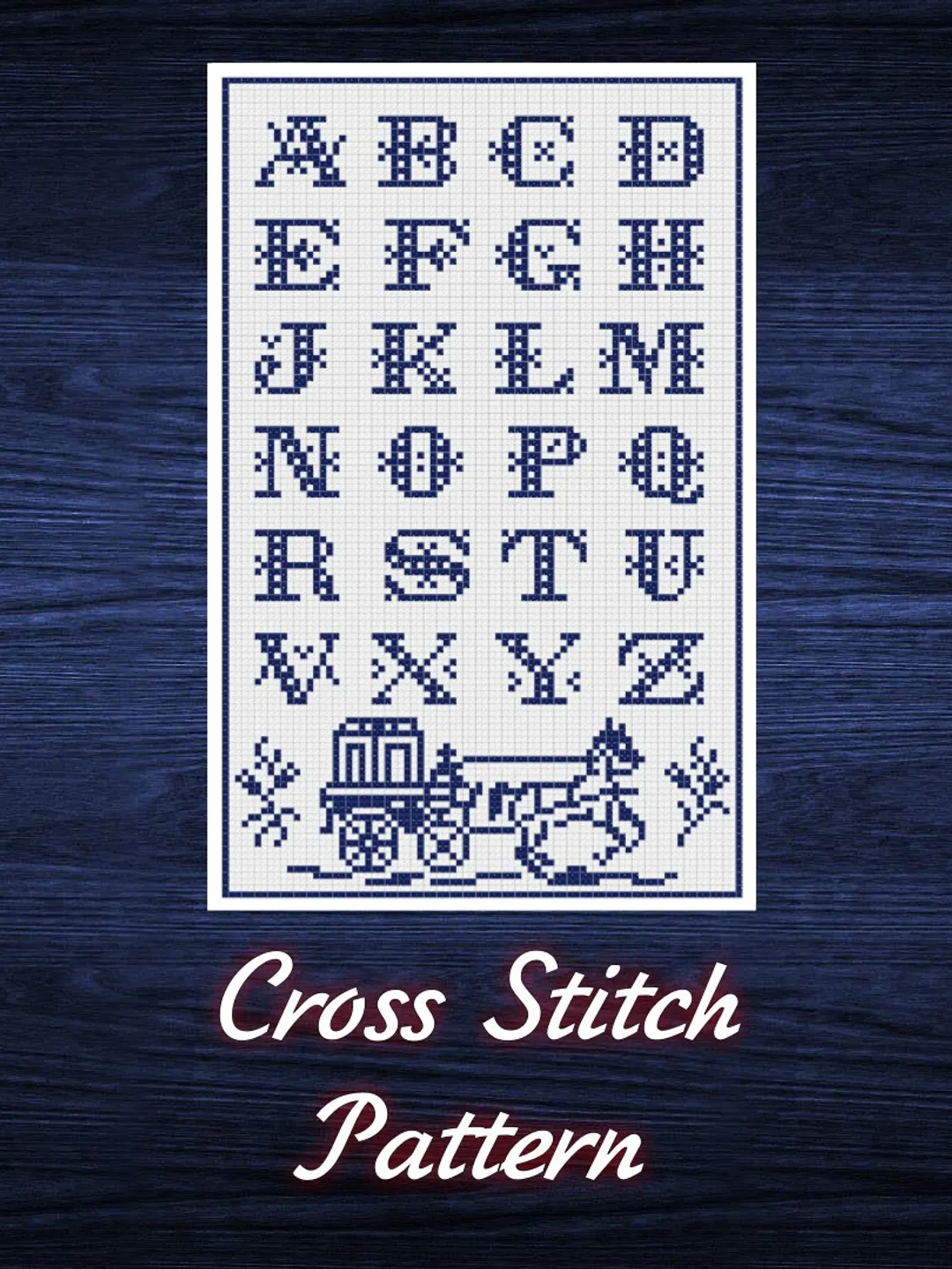 Vintage Cross Stitch Pattern Alphabet Counted Digital Download PDF