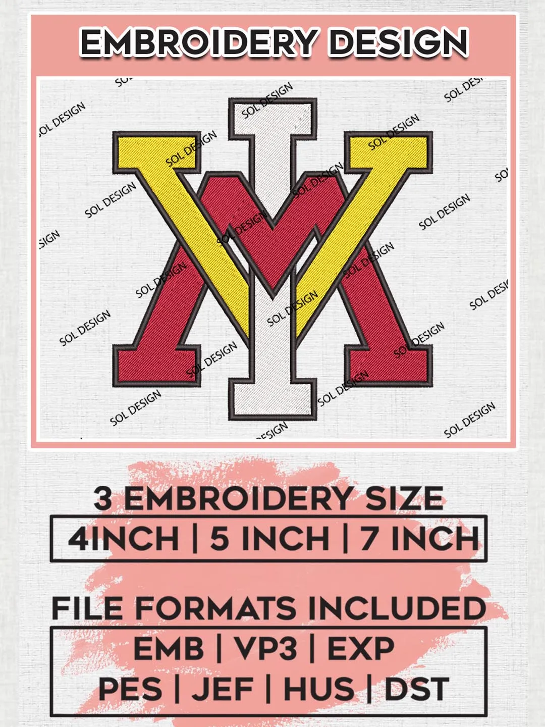 VMI Keydets Logo Machine Embroidery Design, NCAA VMI Keydets Embroidery Design Design files, NCAA Embroidery Designs, NCAA Machine Embroidery Designs, Digital Download