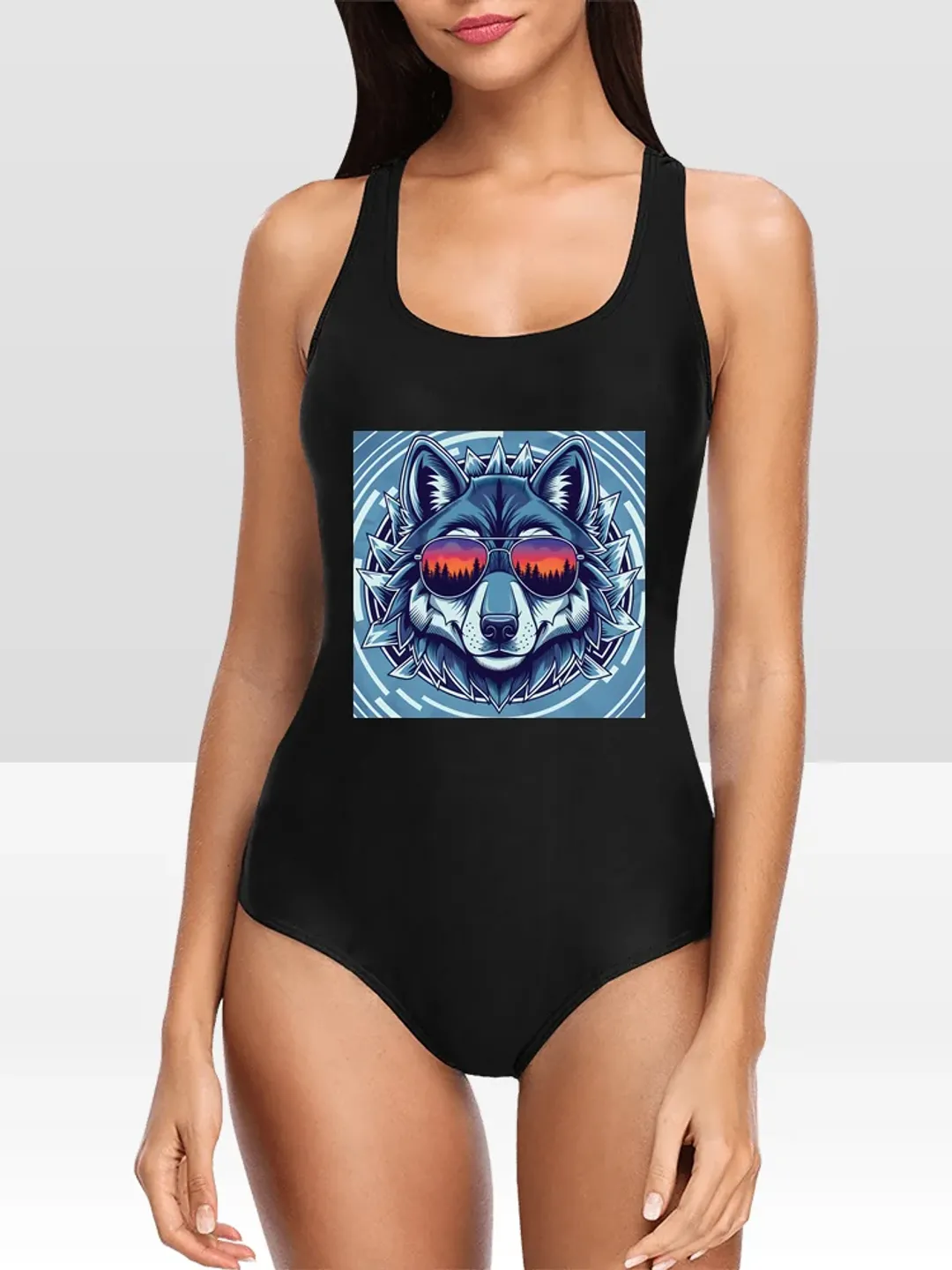 with the Wolf One Piece Swimsuit