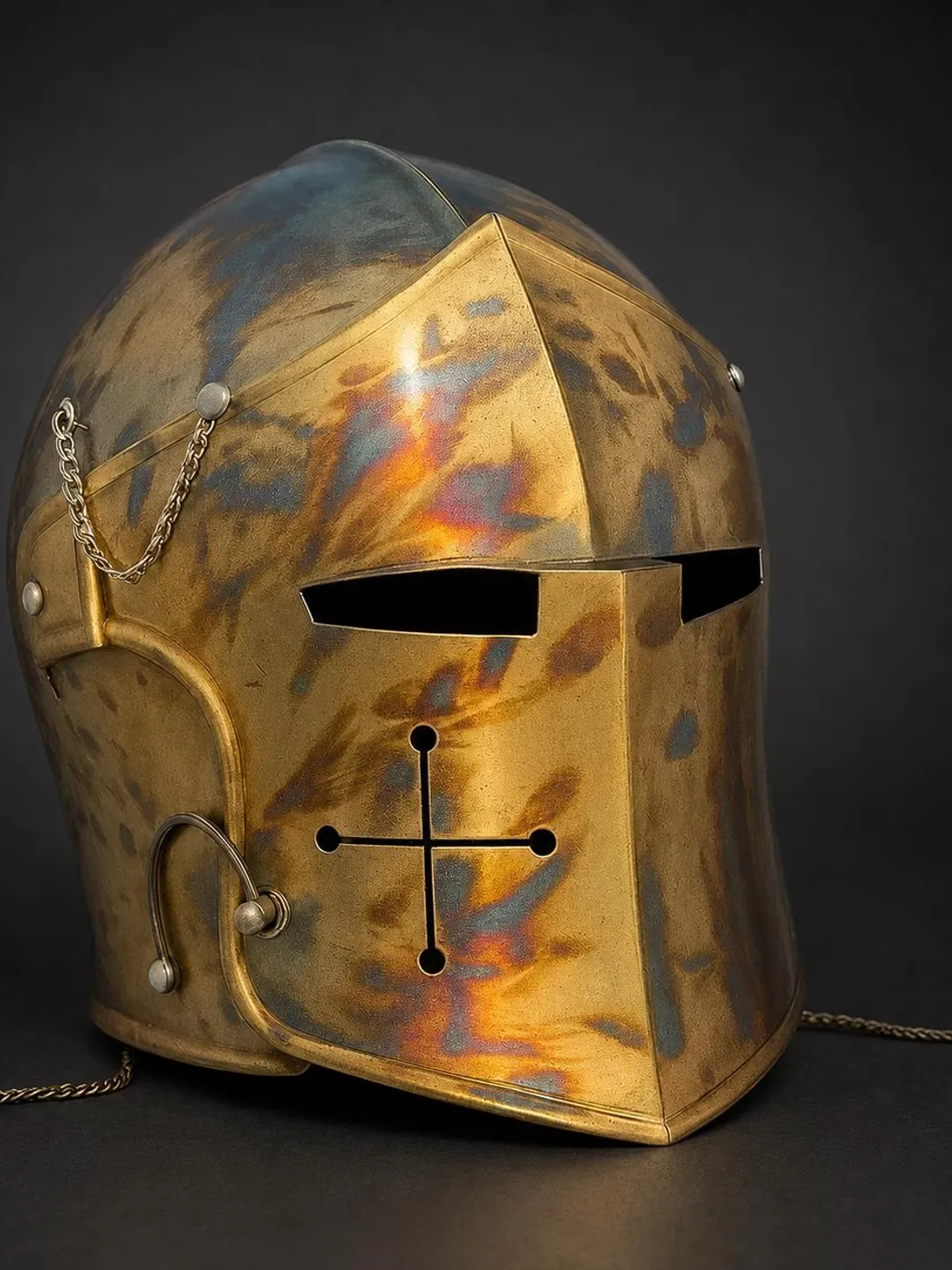 Handmade Steel Barbuta Helmet: Medieval Knight Armor, Battle-Worn Finish| LARP Cosplay