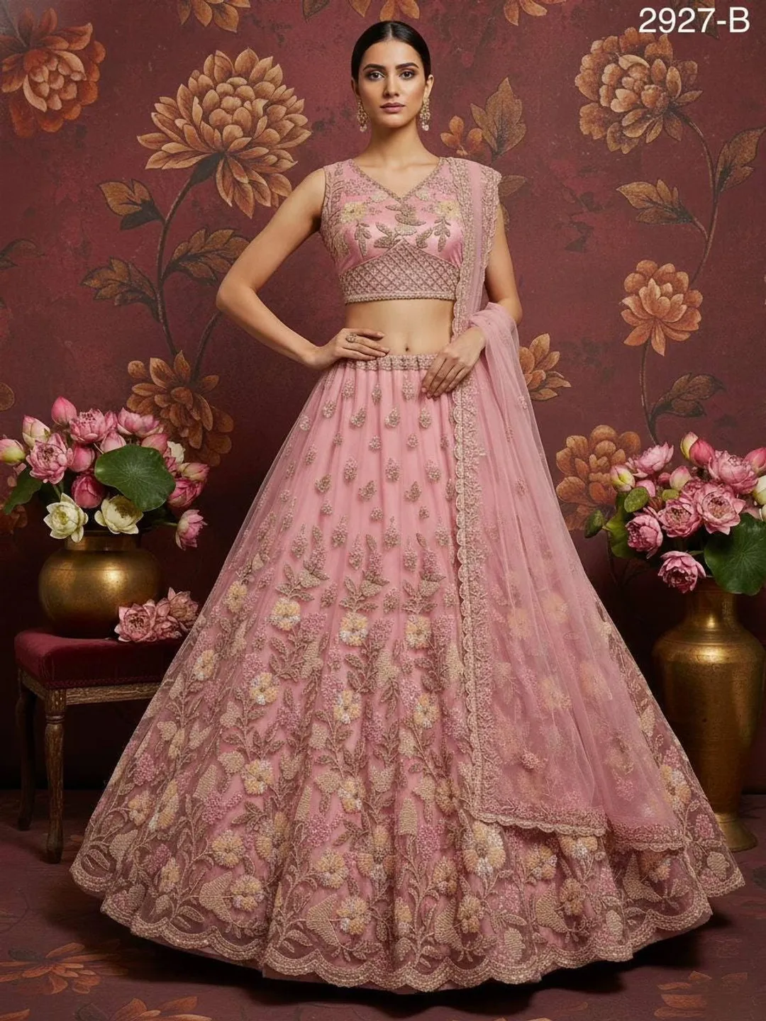 pink indian bridal dress Hot Pink Indian Wedding Dress Pink Color Lehenga For Wedding Designer Heavy Pink  Bridal