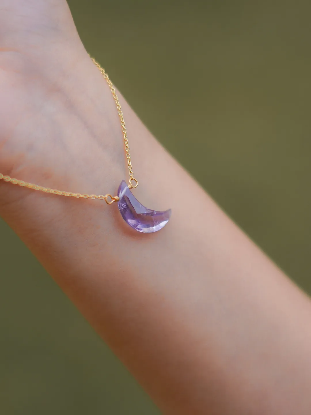 Amethyst Crescent Moon Necklace Sterling Silver Celestial Jewelry Dainty Layering Pendant Gift For Her