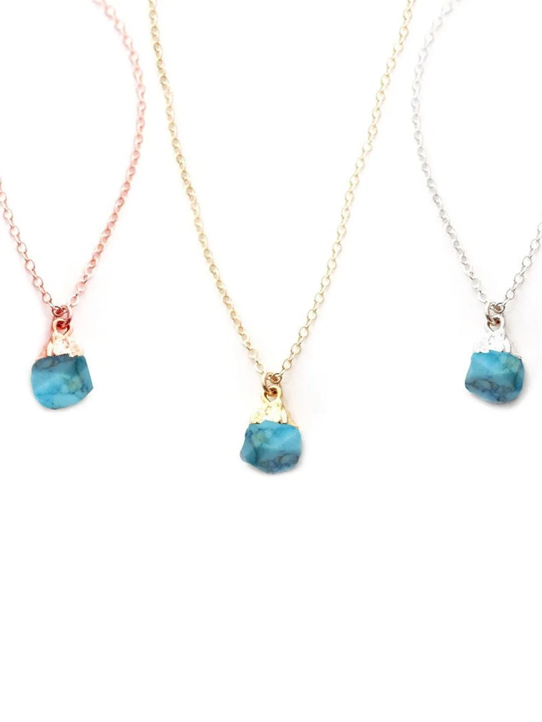 Raw Turquoise necklace, Healing crystal necklace, Raw gemstone minimalist necklace for women, Sterling silver handmade necklace, Unique gift