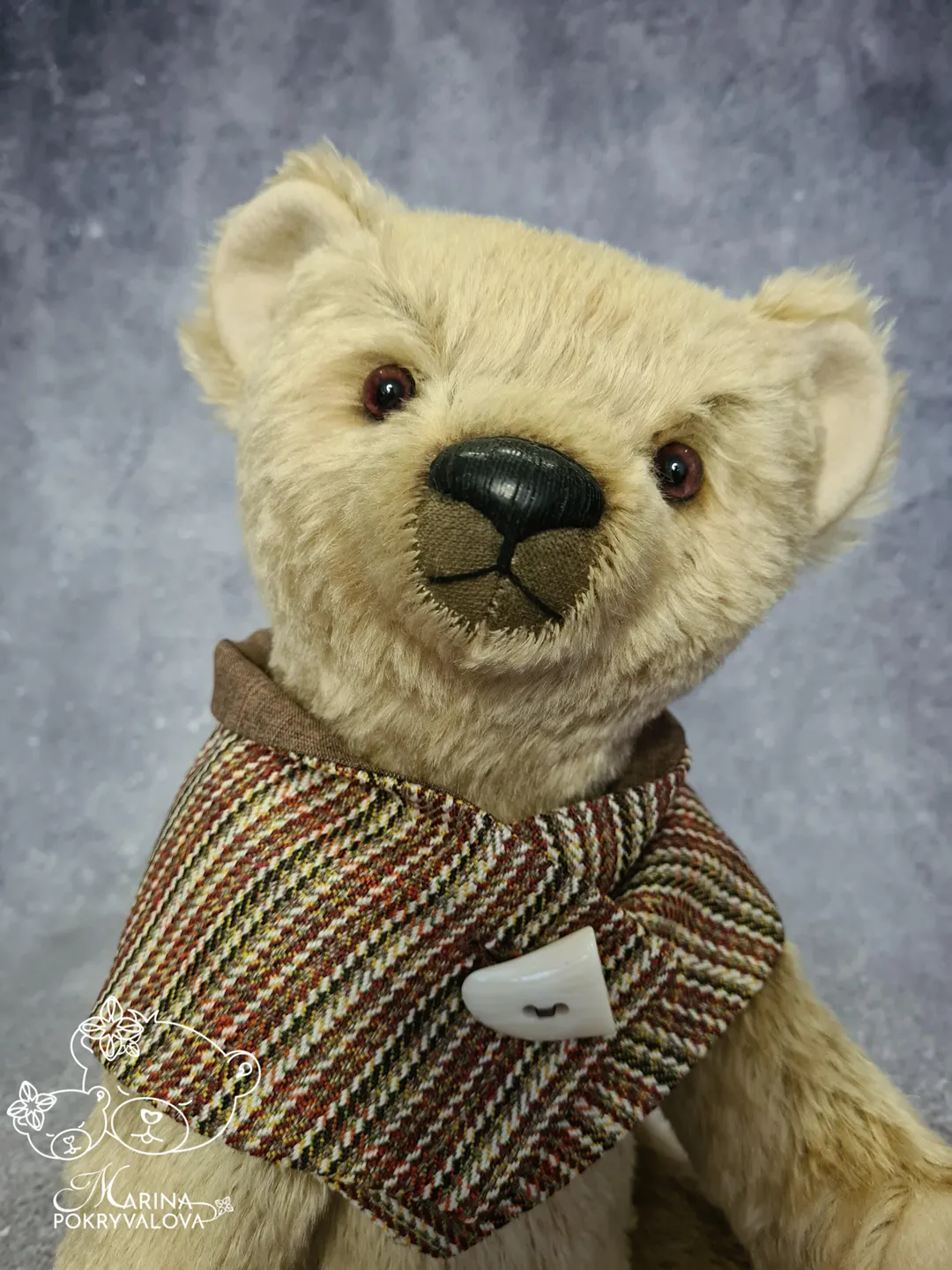 Classic teddy bear. Mohair bear toy. Jointed bear. Artist bear.