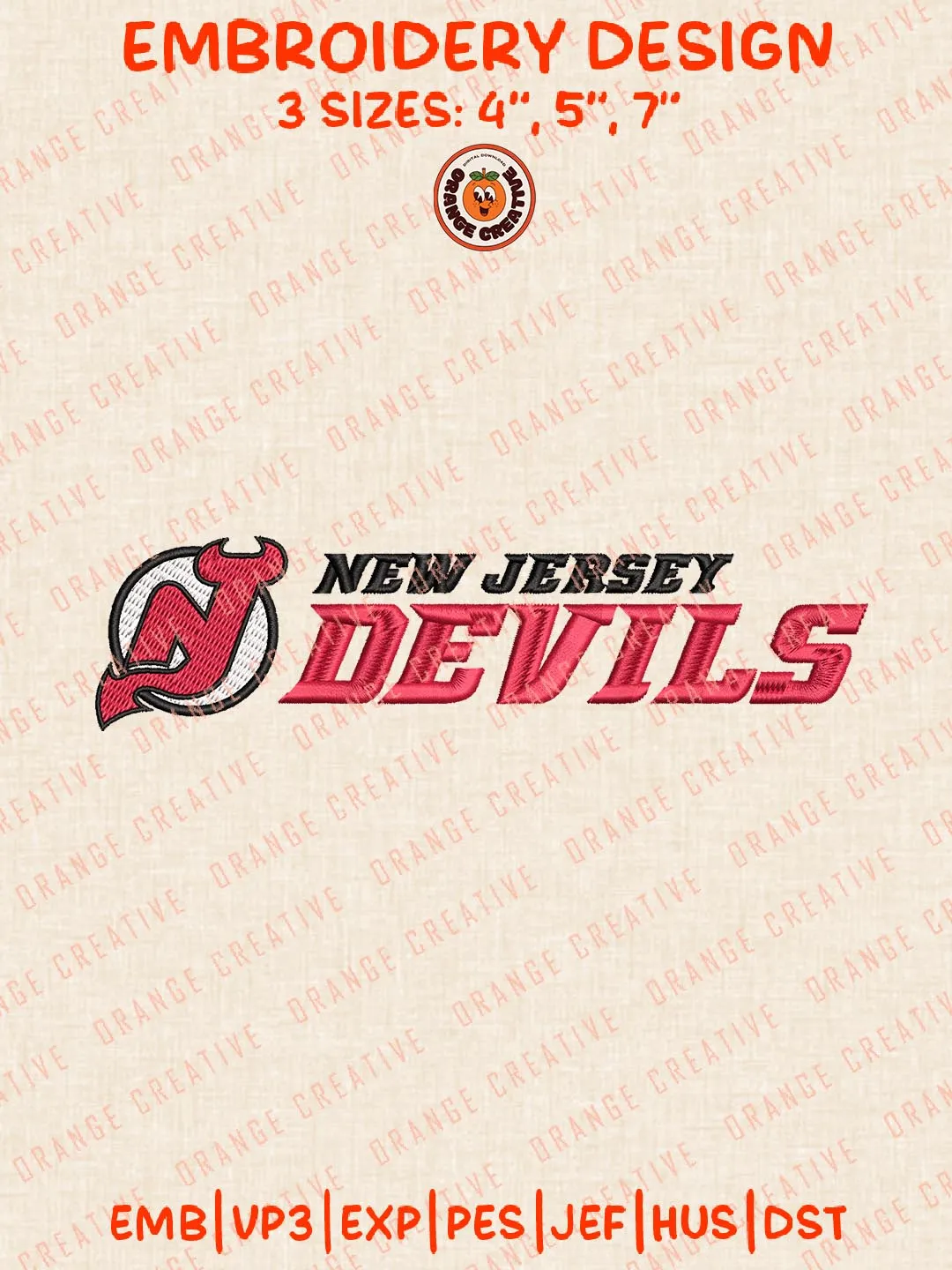 New Jersey Devils NHL Logos Embroidery Designs, NHL Team Logo Embroidery Files, Machine Embroidery Design File, 4 Sizes, Custom Size, Digital Download