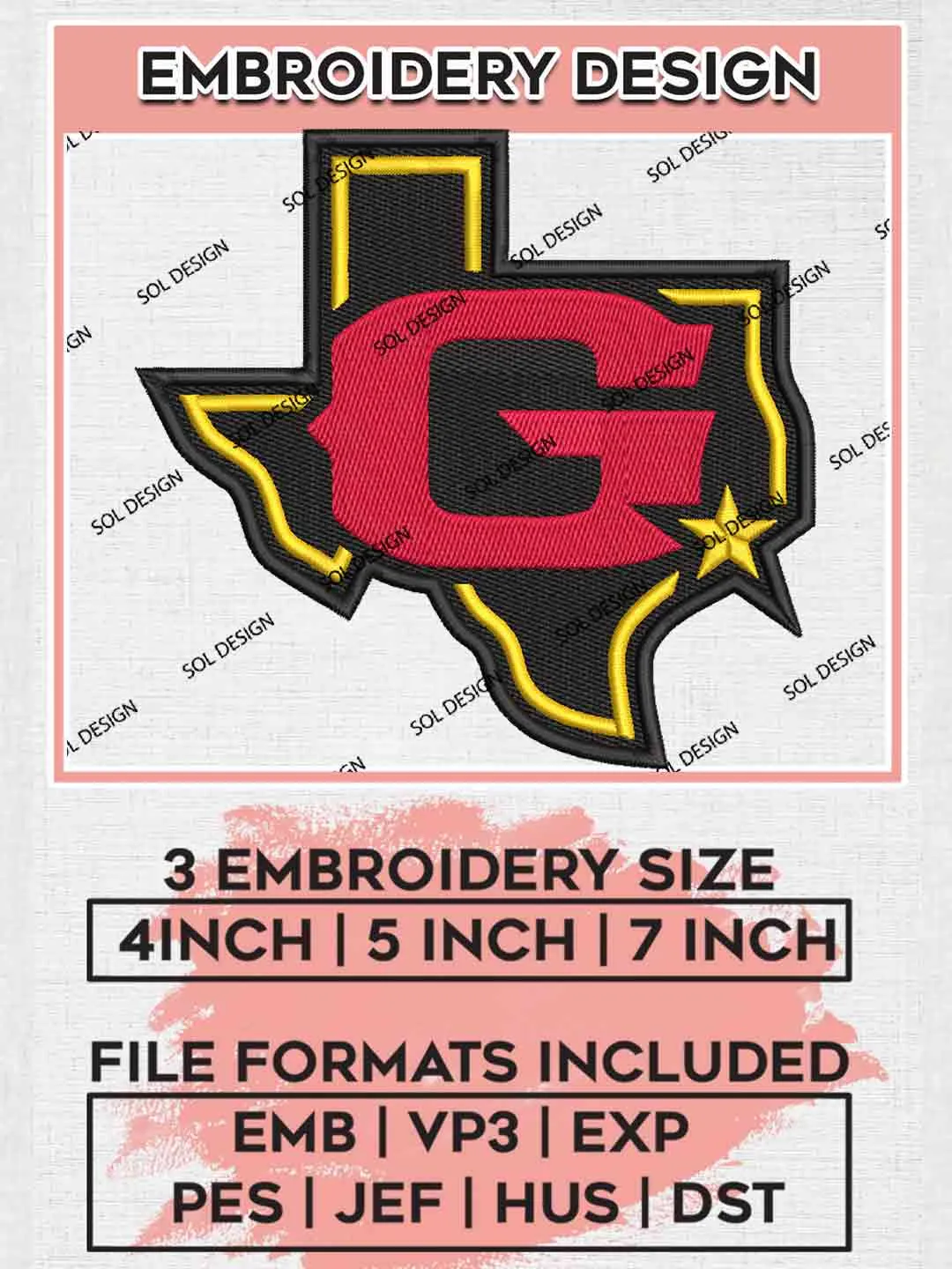 UFL Houston Gamblers Logo Embroidery Design, Football League Embroidery files, Sport Machine embroidery designs, 3 sizes, Instant Download