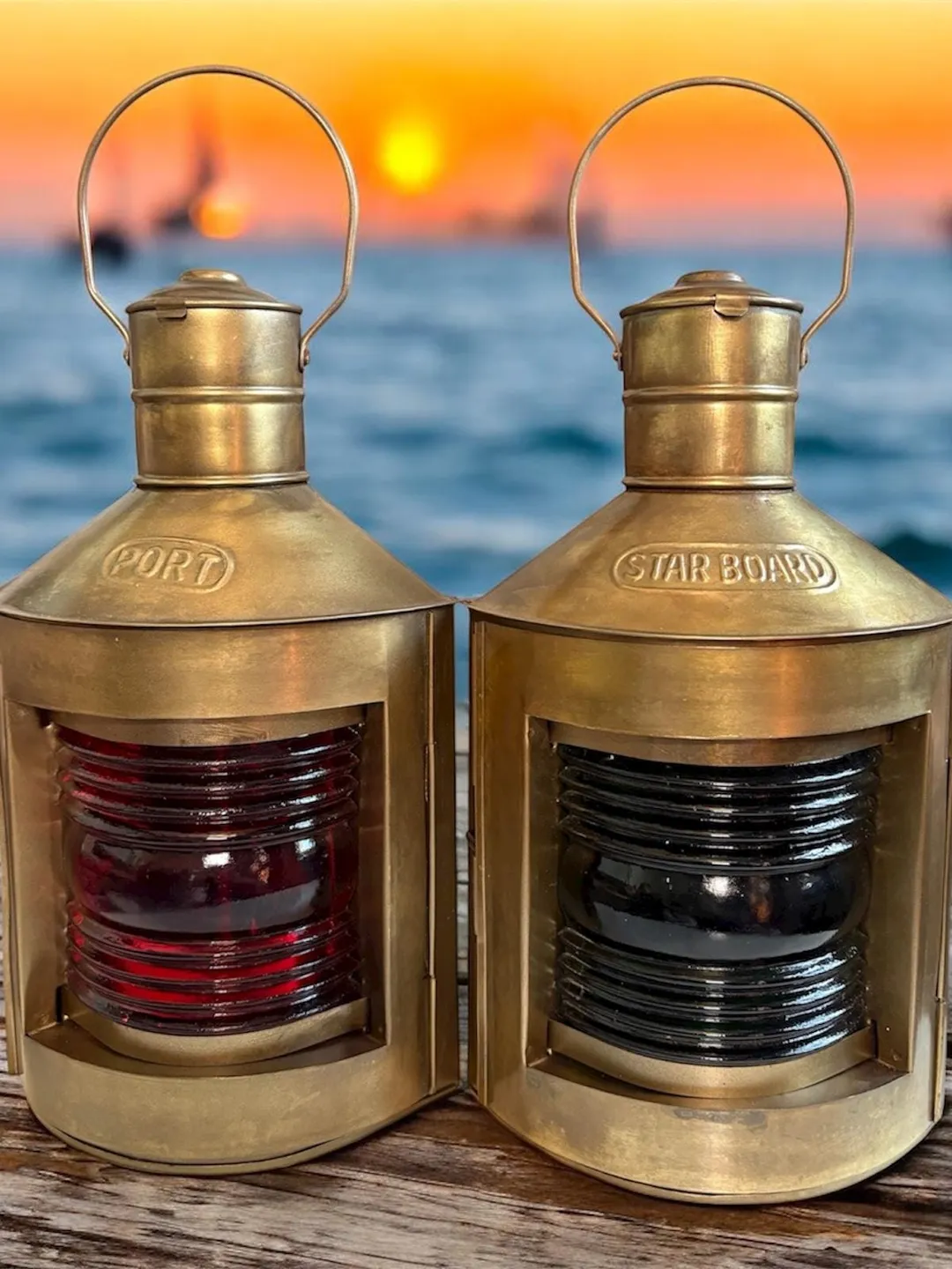 Vintage Brass Port & Starboard Lanterns | Nautical Decor