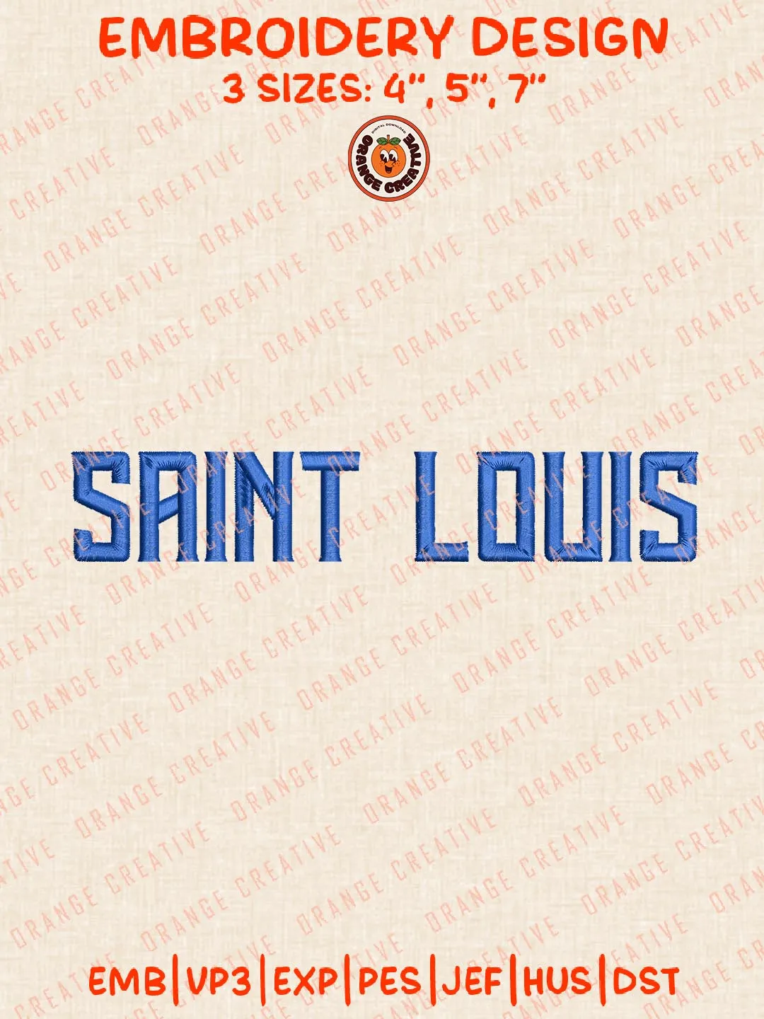 Saint Louis Text Embroidery Design, NCAA Saint Louis Billikens Team Logo Embroidery Design, Machine Embroidery Design File, 4 Sizes, Custom Size, Digital Download