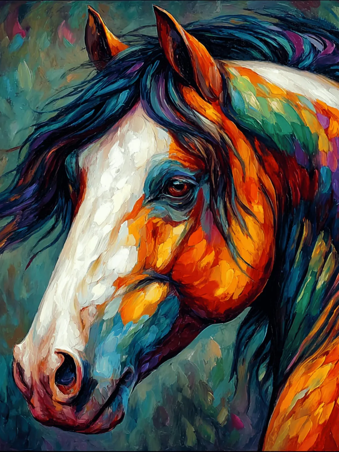 17 Colorful Horse Portrait Digital Wall Art | Abstract Equine Painting ...