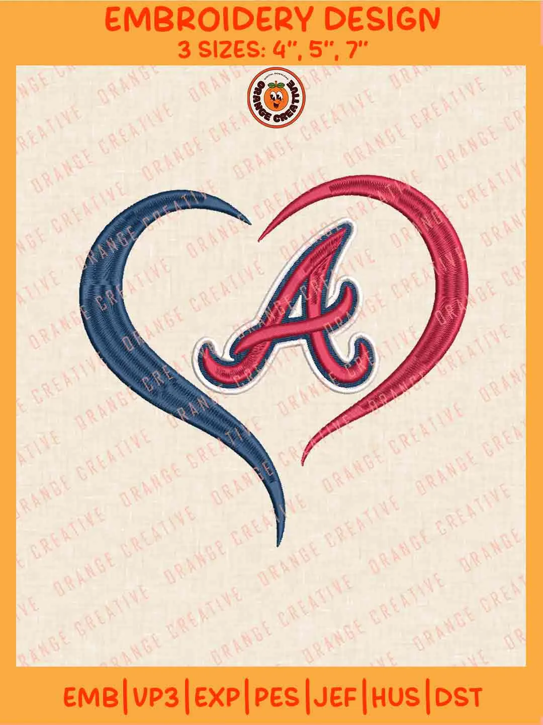 MLB Atlanta Braves Team Heart Logo Embroidery Files, MLB Braves Team Embroidery Designs, Baseball Team Team Machine Embroidery Files, MLB Machine Embroidery, Digital Download