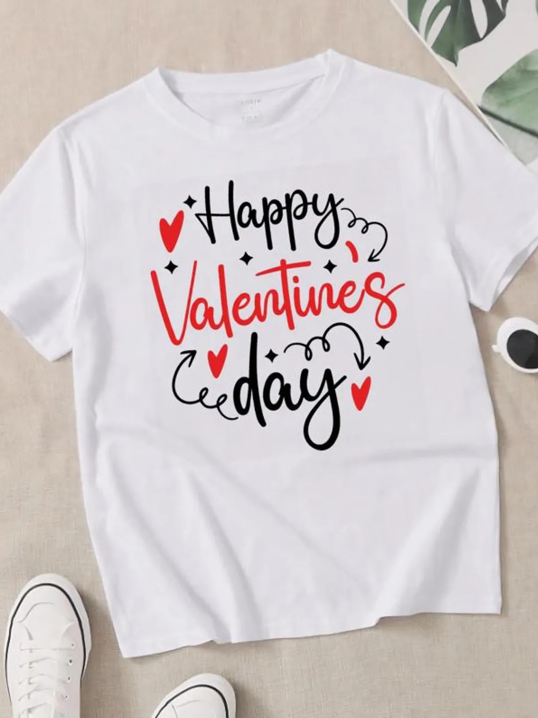 Happy Valentine’s Day Shirt – Cute Valentine Typography Tee, Red Heart Love Graphic Shirt, Valentine Gift for Her Him