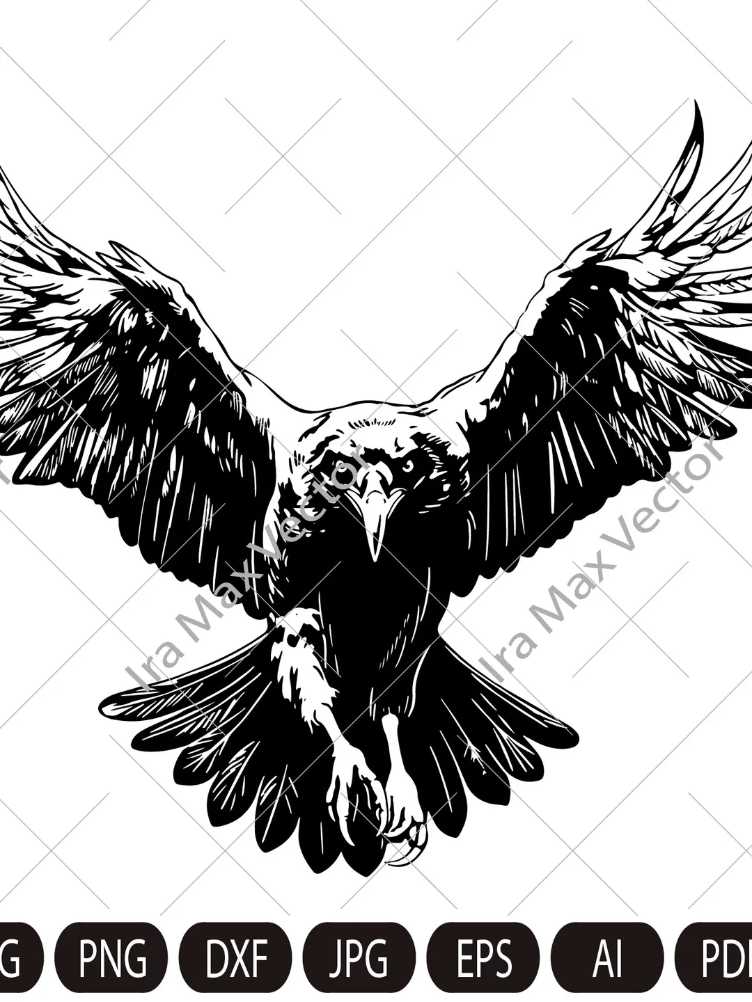 Raven svg, Raven Silhouette dxf, Raven clipart, Crow svg, bird svg, Crow flying svg, raven flying,crow attacking