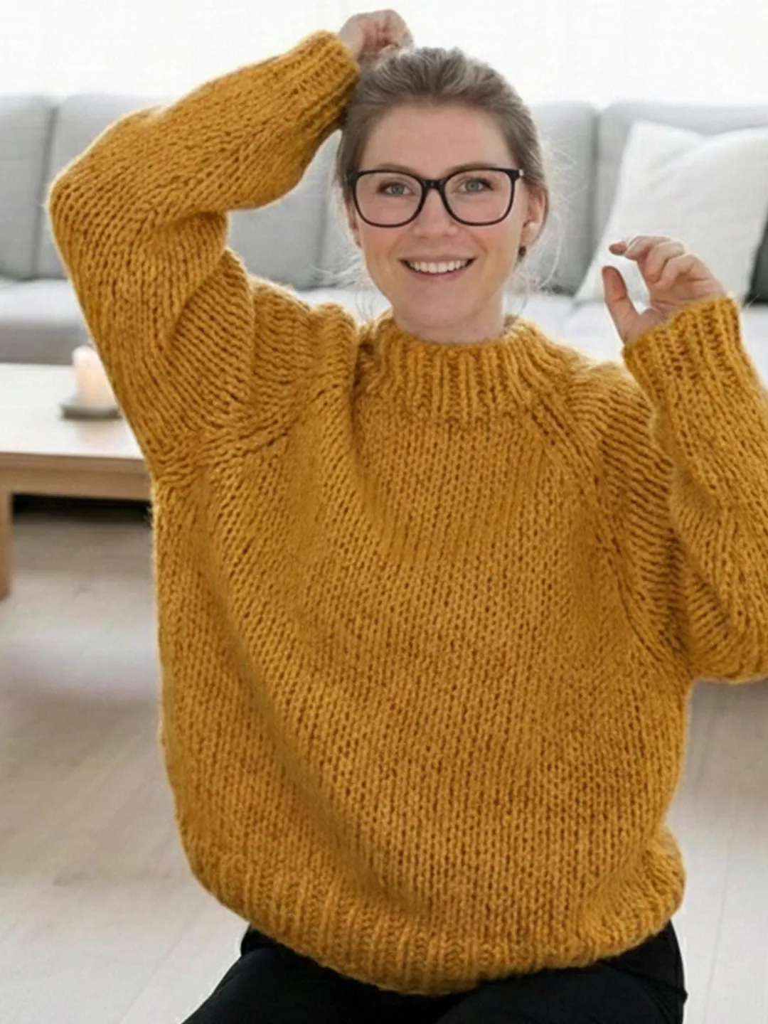 Oversized Raglan Sweater Knitting Pattern – Women's Balloon Sleeve