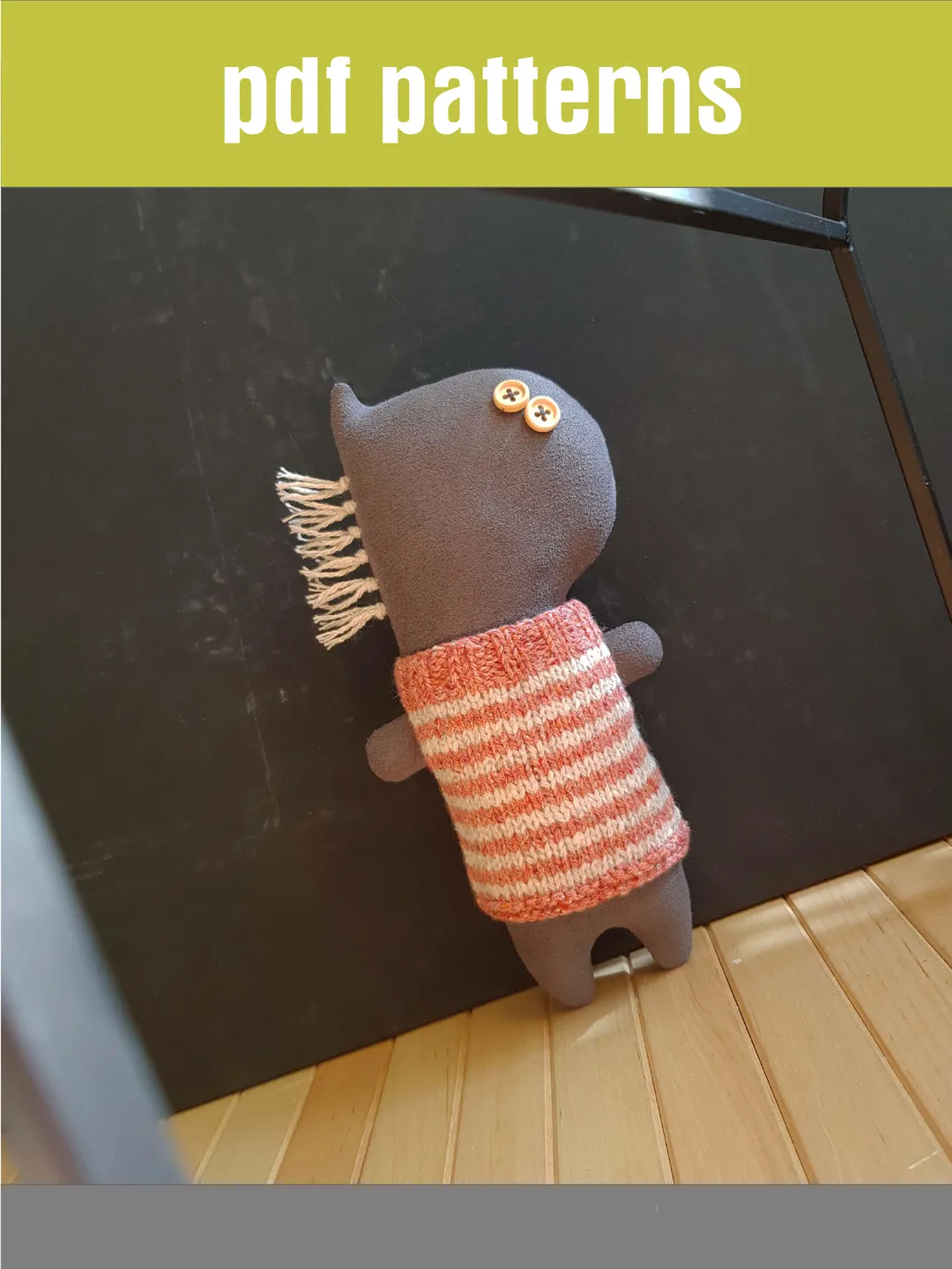 Animal Dolls sewing and knitting patterns PDF, Unicorn and Horse in striped sweaters, Digital tutorial in English, rag dolls diy