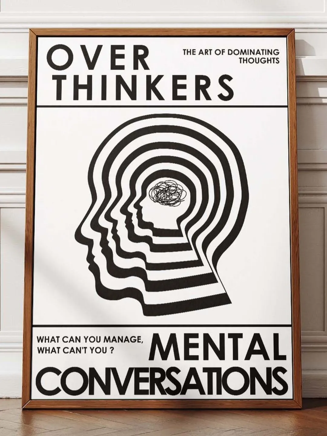 Overthinkers Wall Art Digital Print Retro Style Creativity Poster Eclectic Printable Artwork Trendy Room Decor Instant Download White Black