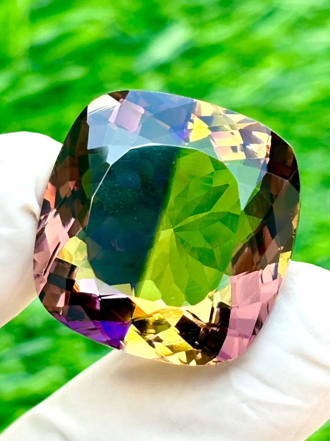 Large Cushion Ametrine Gem: Rare Bi-Color Quartz, February November ...