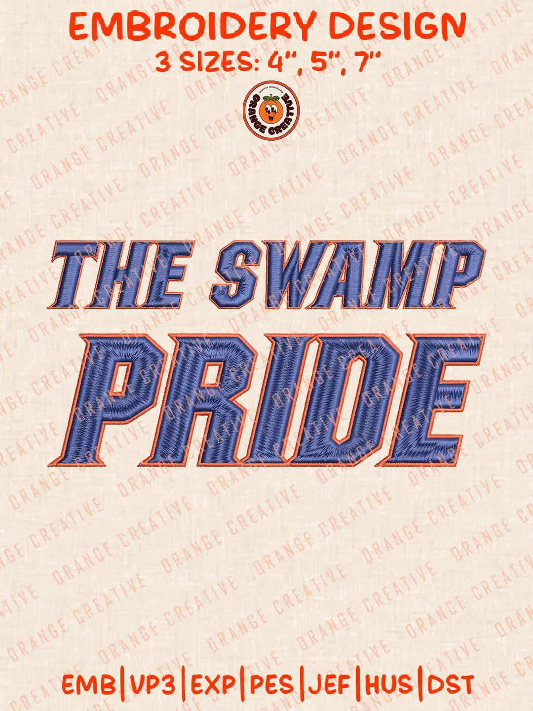 NCAA The Swamp Pride Logo Embroidery Design, NCAA Florida Gators Team Embroidery Design, Machine Embroidery Design File, 4 Sizes, Custom Size, Digital Download