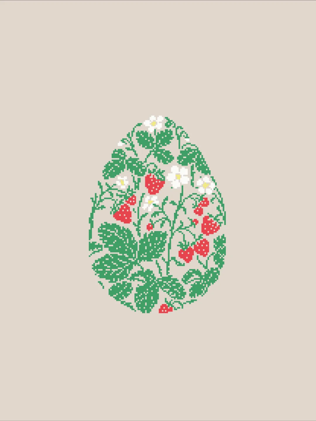Easter cross stitch pattern egg, embroidery Easter Strawberry green
