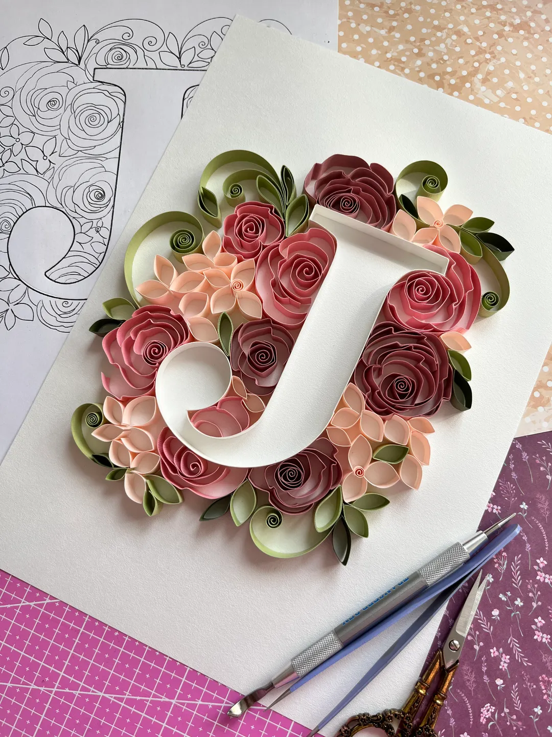 Set of patterns for Quilling | Initials A - Z