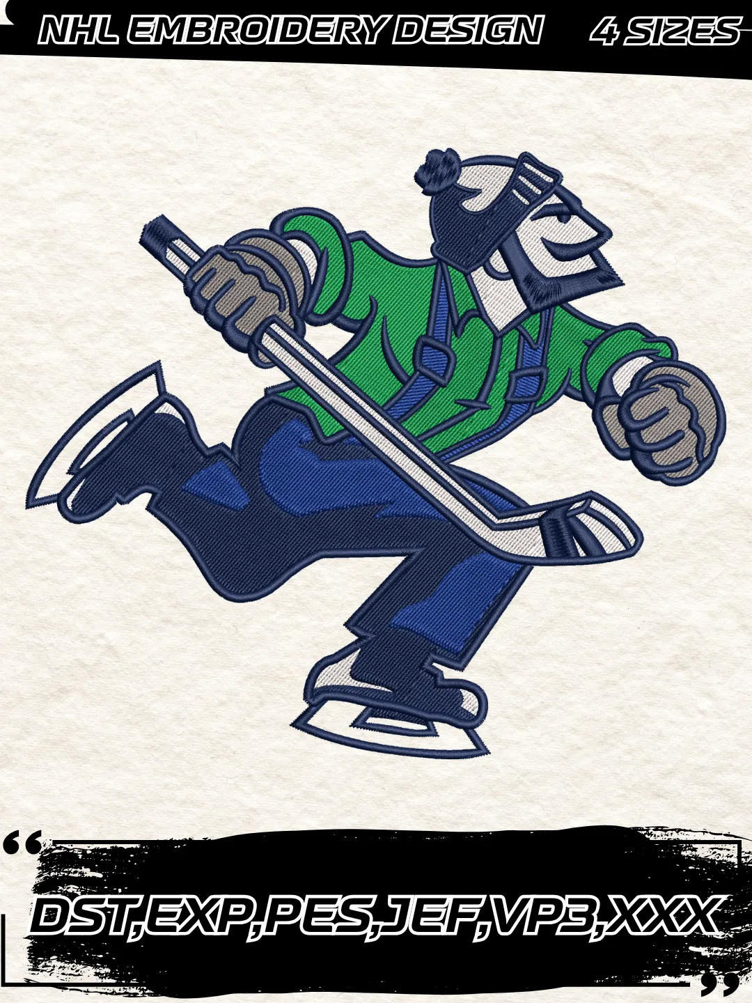Vancouver Hockey Embroidery Design-Machine Embroidery File