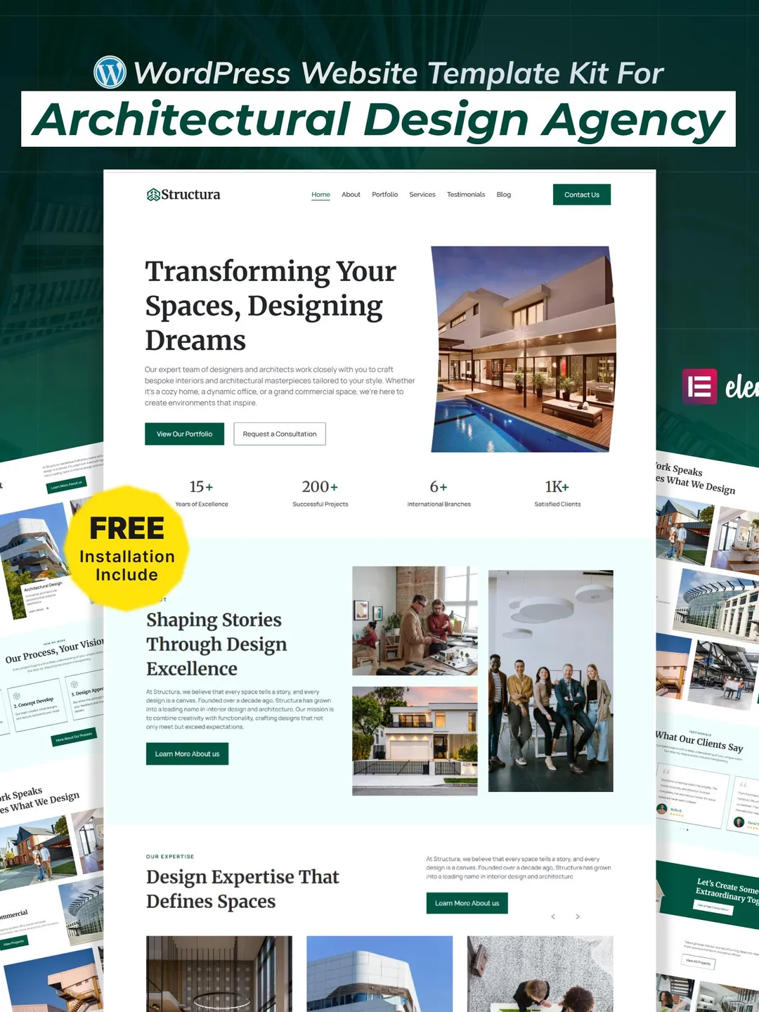 Architectural Design Agency WordPress Elementor Landing Page | Interior & Construction Website Template