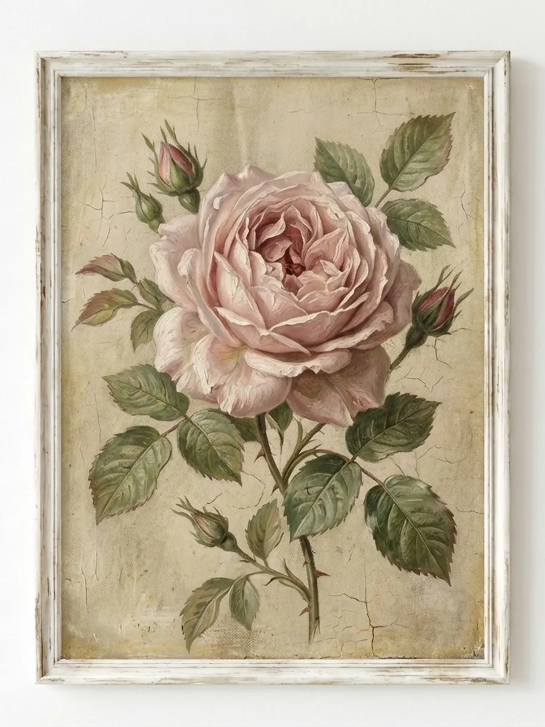 Vintage Pink Rose Printable Wall Art, Botanical Floral Download